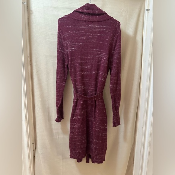 Eddie Bauer Women’s Plum Knit Belted Cardigan Sweater Coat Size M - Picture 5 of 6
